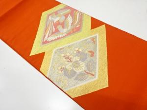 本爪綴れ　菱に桐・尾長鳥模様織り出し　名古屋帯